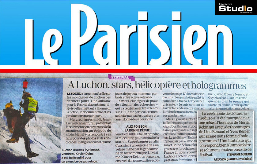 Article dans le magasin Le Parisien sur les hologrammes de Luchon