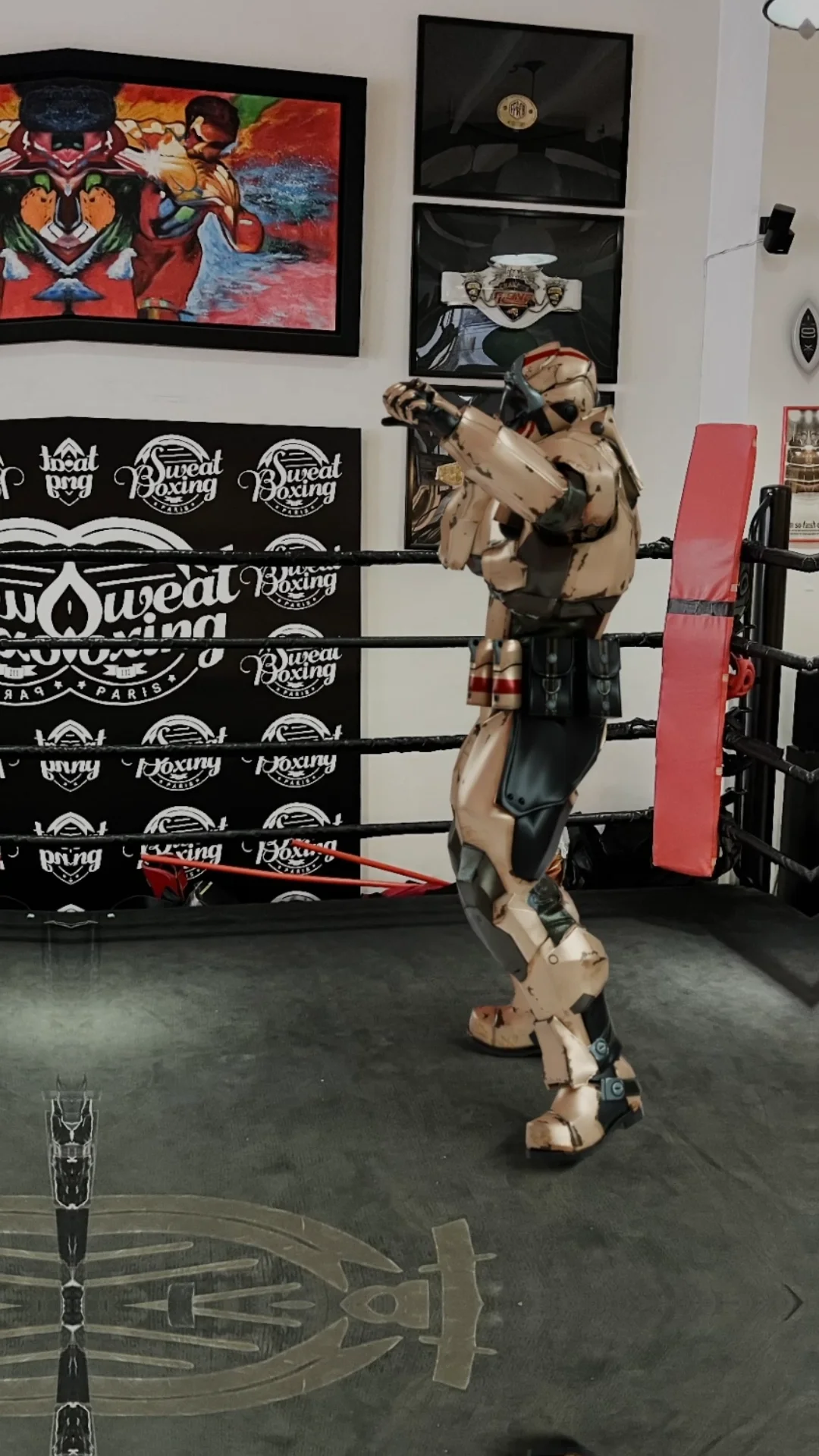 Publicité virtuelle FOOH Sweat Boxing, Ring boxe robot 3D