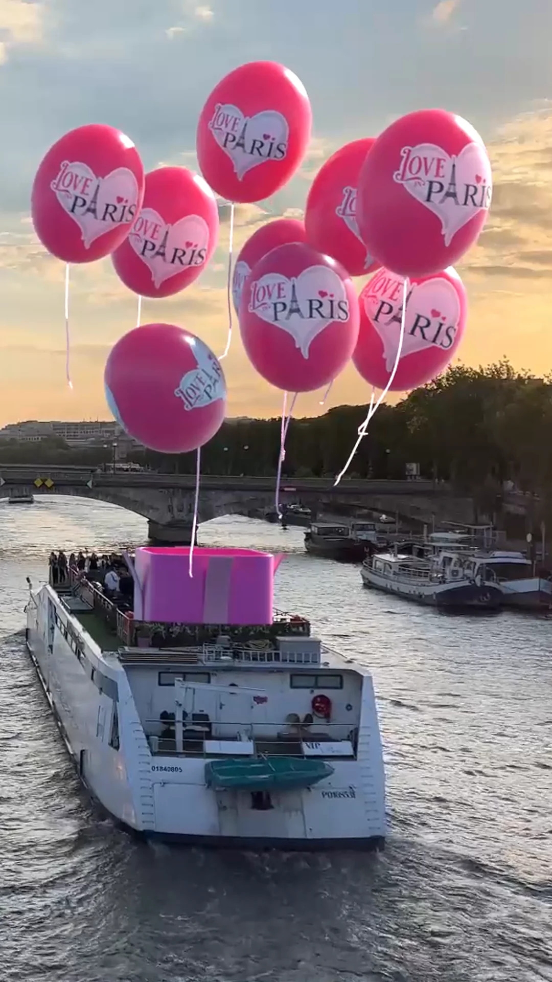 Publicité virtuelle FOOH Love in Paris : Ballons 3D Seine Paris